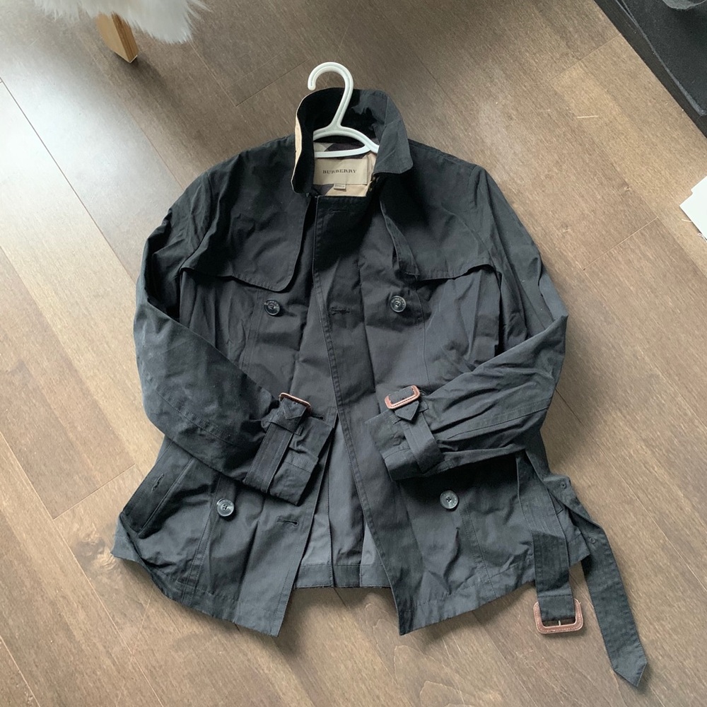 Navy Short Burberry Trench Coat